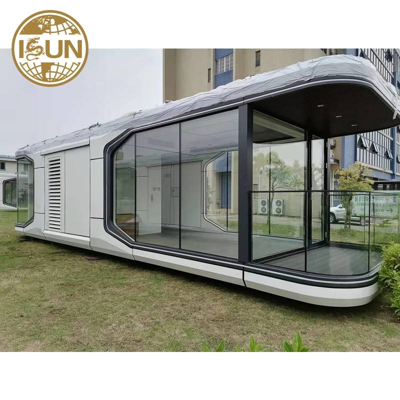 China Manufacturer Full steel structure house Easy install prefab house Luxury space capsule for hotel and homes