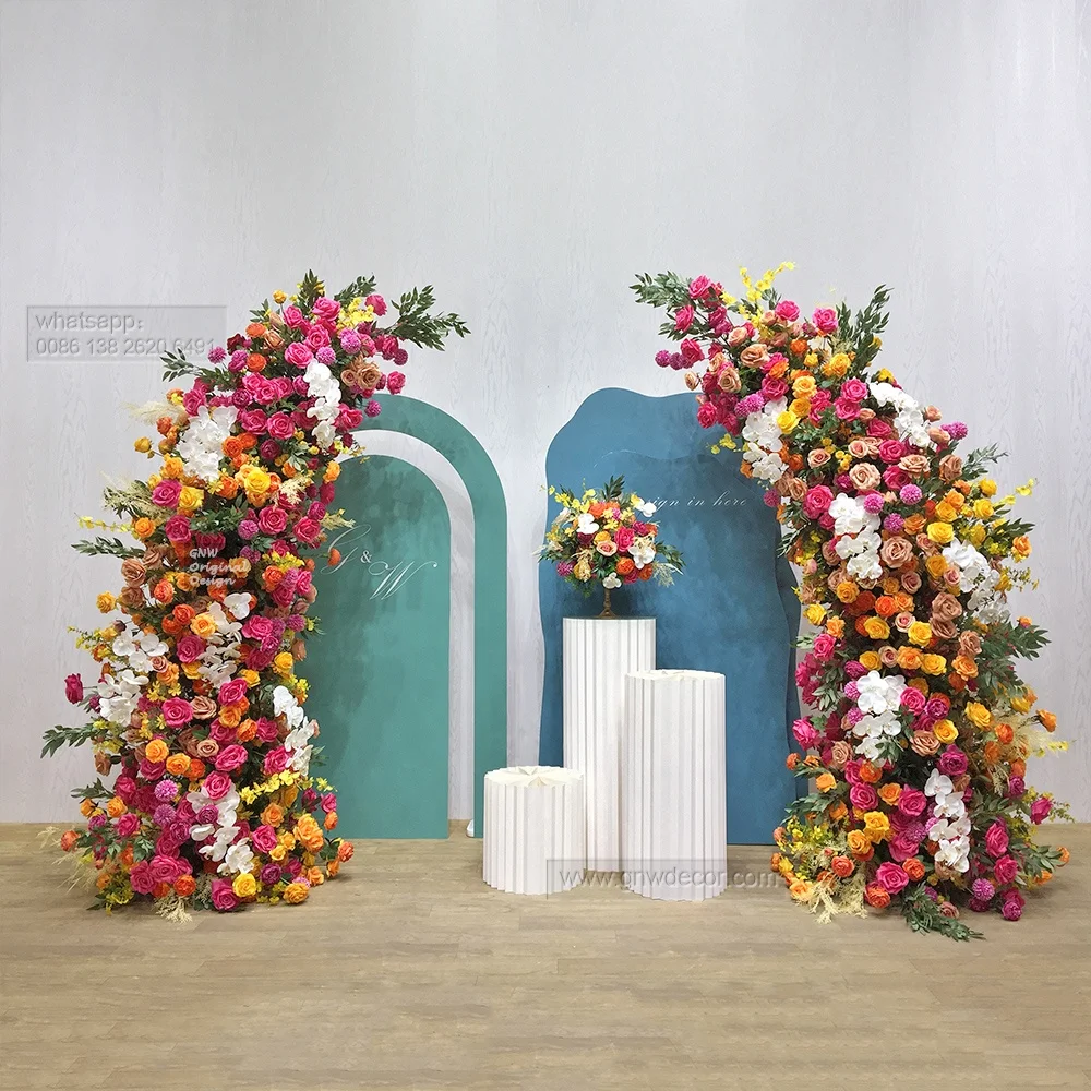 GNW Wholesale Flower stage Backdrop Wedding Arch Decorative Silk Flower Cherry Blossom Arch for Stunning Wedding Occasion decor