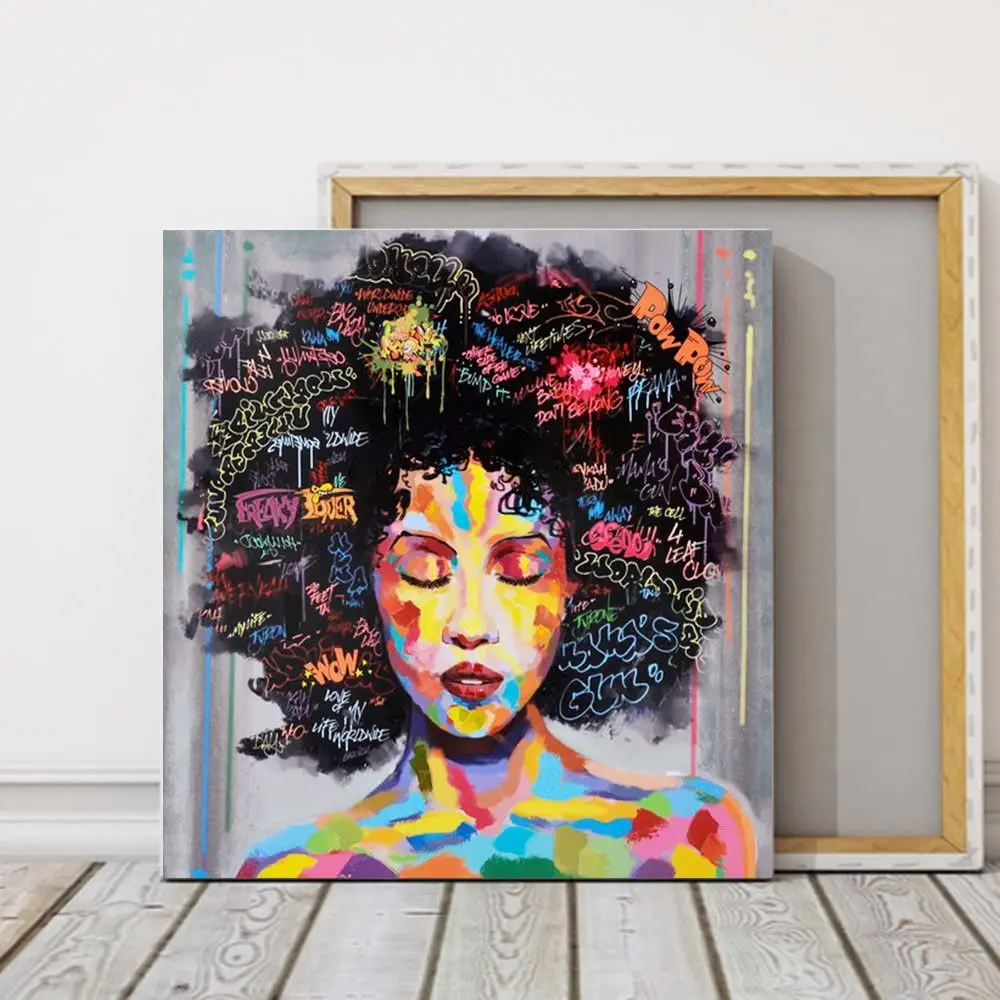 Morden Decoration Wall Street Poster Pop Art Handpainted Canvas Oil Paintings African American Black Art Graffiti Art Print