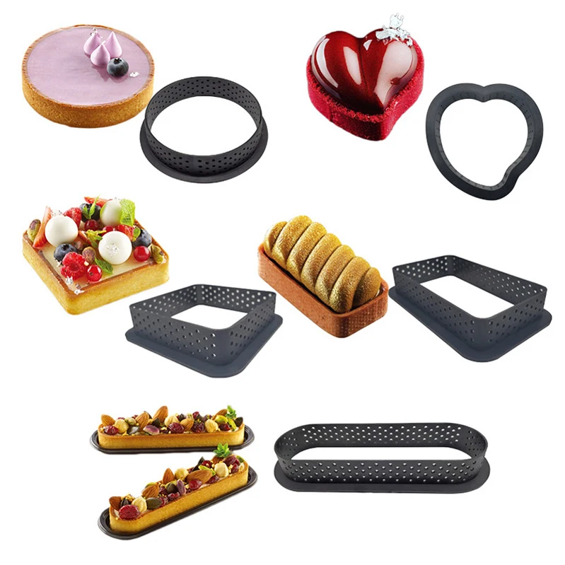 Cake Mold Perforated Cutter, Round-Shape Mousse Circle Ring Tart Decorating/