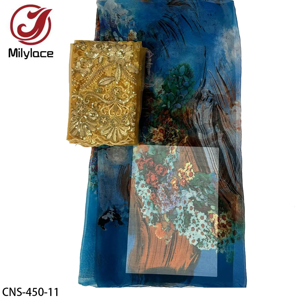 Floral Printed Silk Brocade Crepe Silk Organza Chiffon Fabric For Dresses