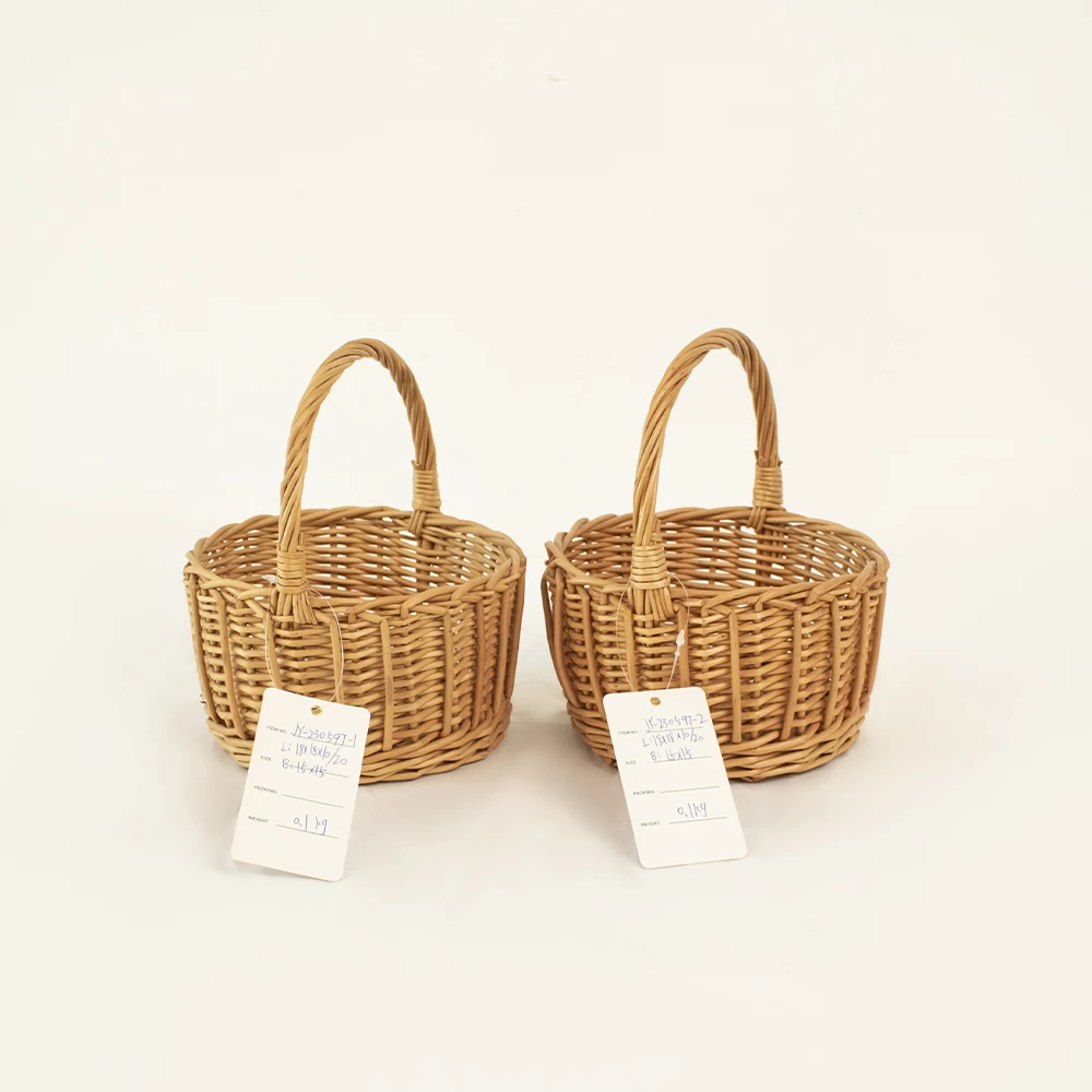 Jy Handmade Oval Natural Willow Organizer Woven Small Basket Set With Handle Big Black Wicker Baskets Production China For Gift