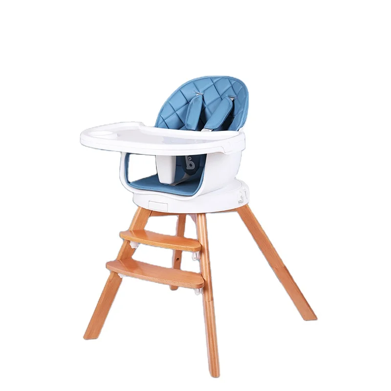 Luxury Multi Function 4 in 1 Wooden Convertible Newborn baby feeding  highchair and booster Chair Combo