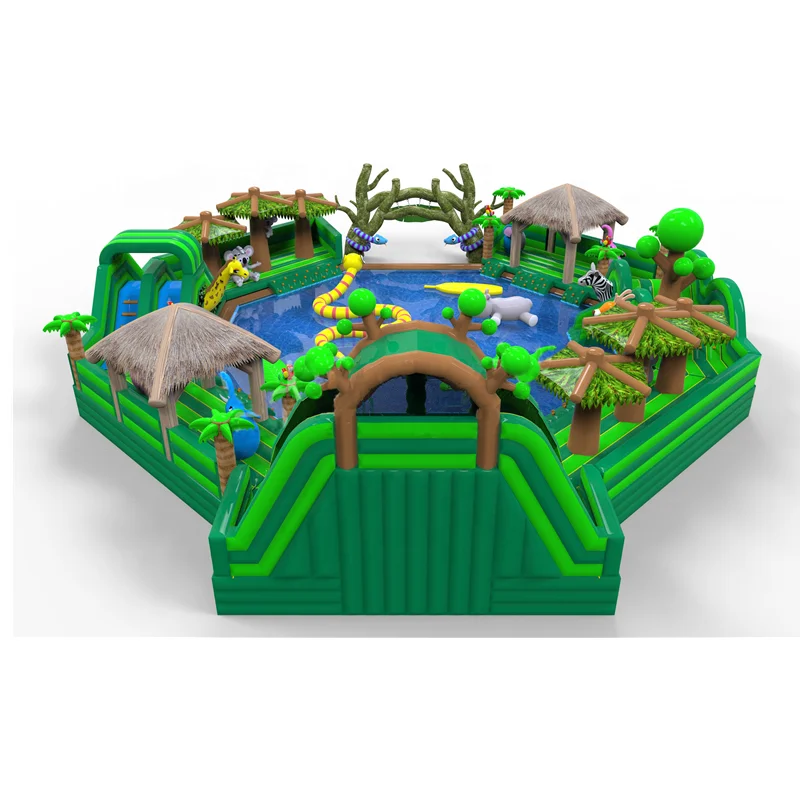 Outdoor PVC Amazon Jungle inflatable water pool park for kids and adult On Sale