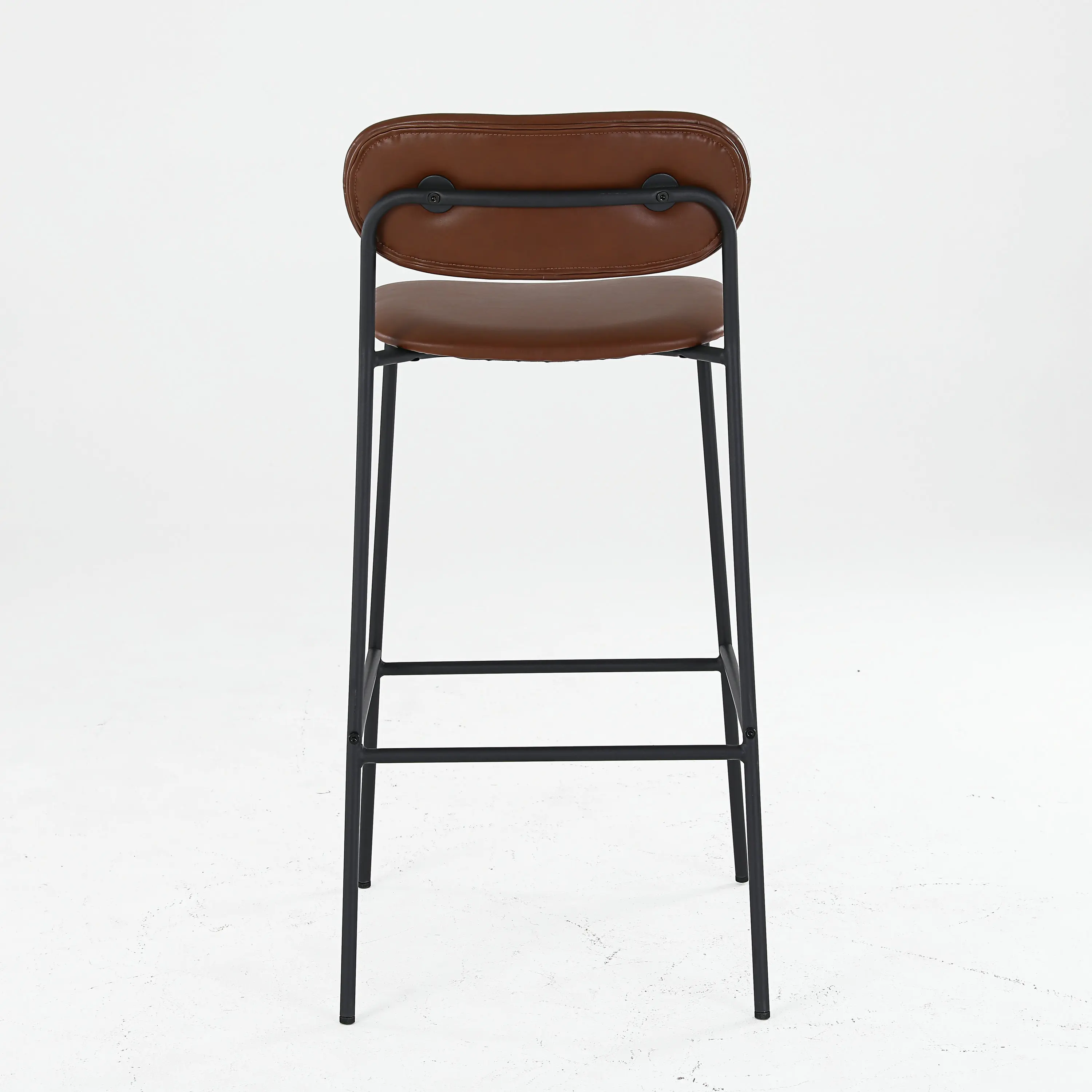 Luxury Hand Made Counter Height Nordic Black Metal frame footrest PU leather Bar Stools Luxury Bar chairs for kitchen