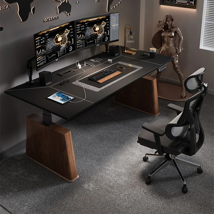 Electric lifting table desktop computer table workbench smart solid wood desk