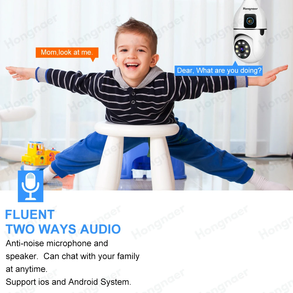 2MP WIFI Light Bulb Camera 360 Wireless Security IP Camera V380 Dual Lens E27 Bulb Surveillance CCTV Camera