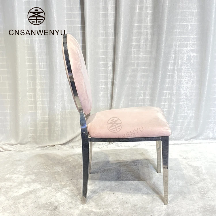 wholesale Luxury Restaurant Rental Fancy rose Gold stackable Stainless Steel Round Back Banquet event Wedding chair for event