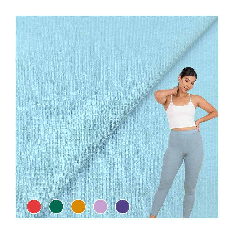 Hot Selling Solid Lyocell Bamboo Fabric Rib Material By The Yard, Soft Hand Feel Knit Bamboo Rib For Baby Clothing/
