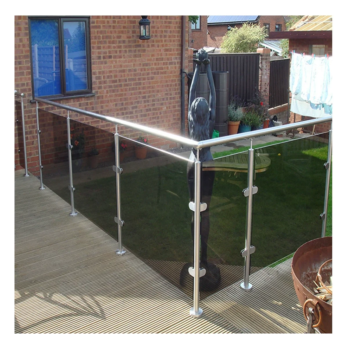 Easy to install anti corrosion stair glass railing 304 316 stainless steel fence stair balustrade glass railing