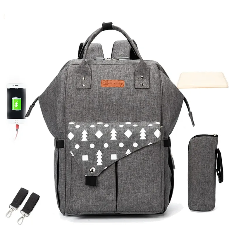 Double Shoulder Mom Bag Print 2024 Cross-border Hot Sale Multifunctional Waterproof 4 Piece Backpack Polyester 