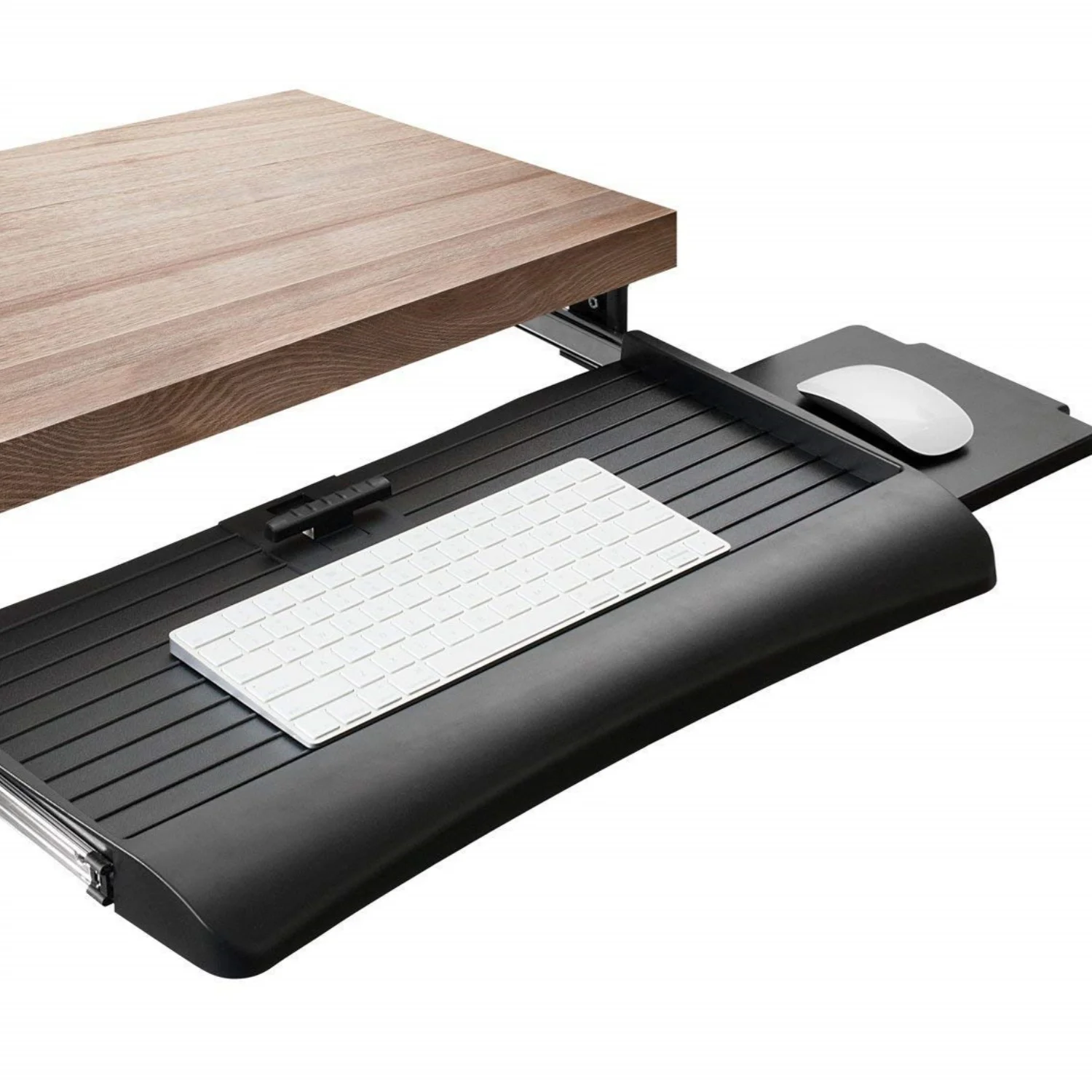 21-Inch Wide Sliding Metal Keyboard Drawer with Mouse Platform Under-Counter Computer Tray