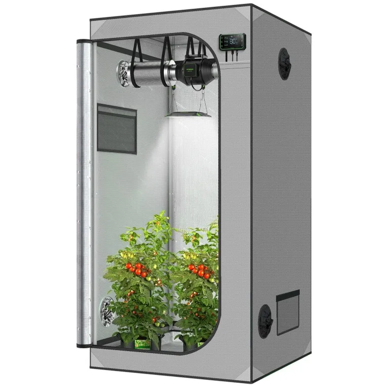 Growth Tent With High Reflective Polyester Film Observation Window And Floor Tray Suitable For Hydroponic Indoor Plants