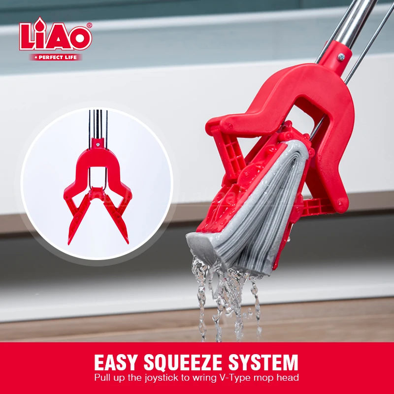LiAo 27cm wholesale household floor cleaning easy squeeze folding sponge magic roller PVA mop