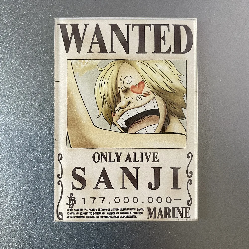23 design Anime Monkey D. Luffy Roronoa Zoro Acrylic Refrigerator magnets sticker in Wanted poster style