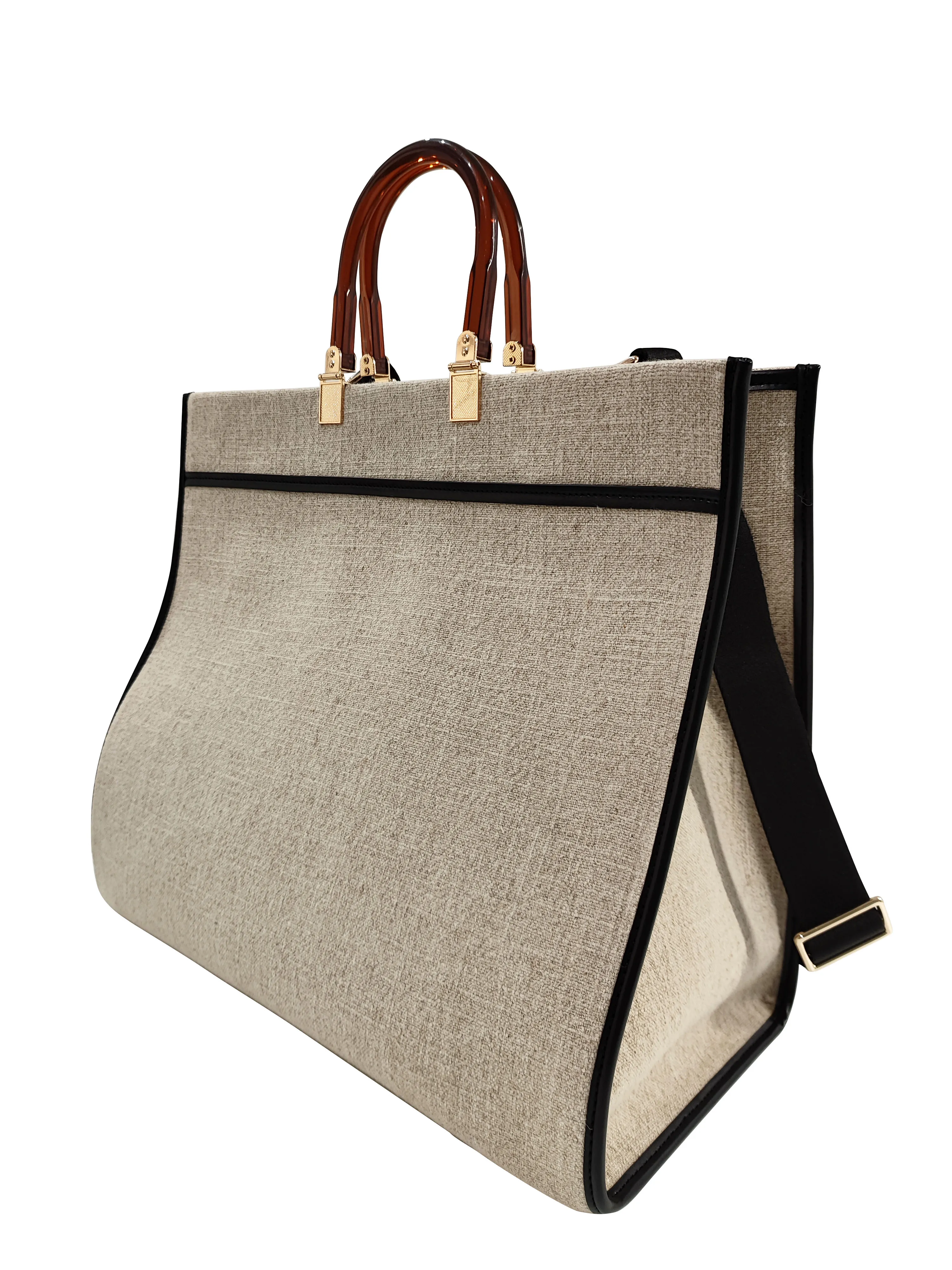 Custom New design Good capacity and nice style Posh style Cotton Tote Bag with resin Handle 40*35*20CM