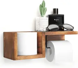 Rustic Decor Bathroom Storage Rack for Tissue Rolls toilet paper holder with shelf storage
