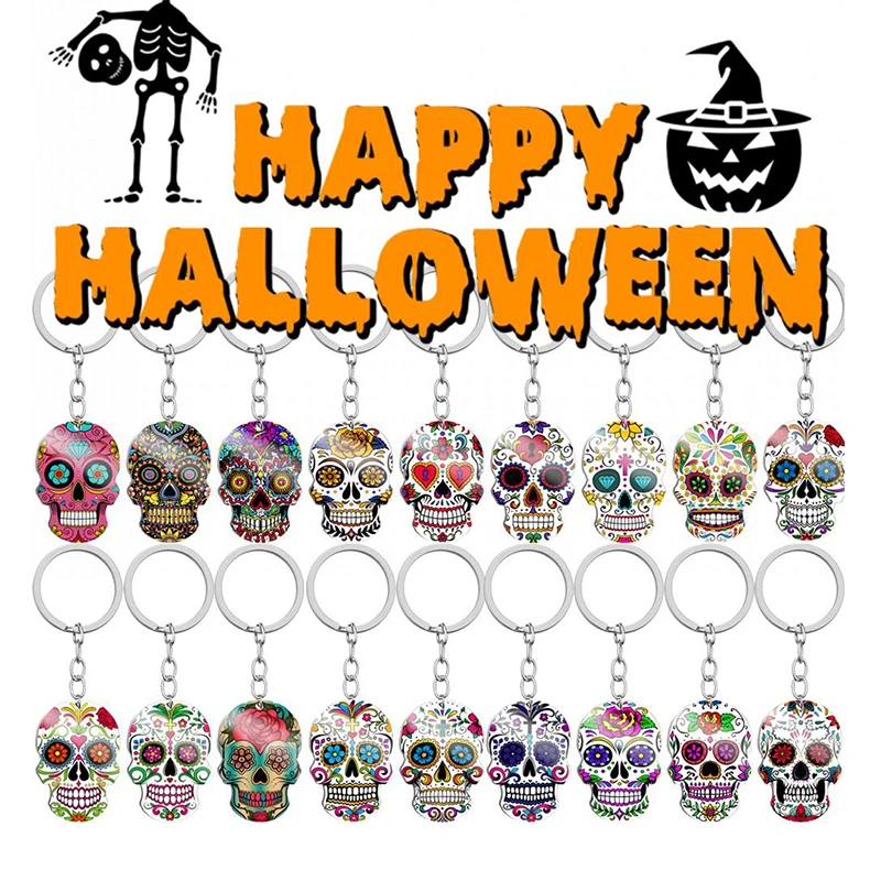Best Selling Colorful Halloween Ghosts Stainless Steel Keychains Promotional Gift Key Ring Pendant Metal Keychains