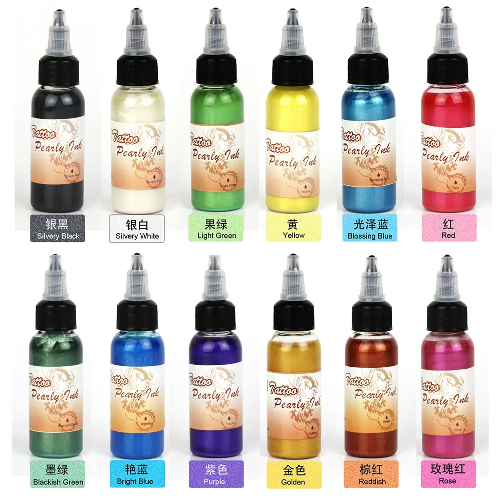 Wholesale tattoo pigments ink temporary tattoo Fluorescent Pearly color pigments ink