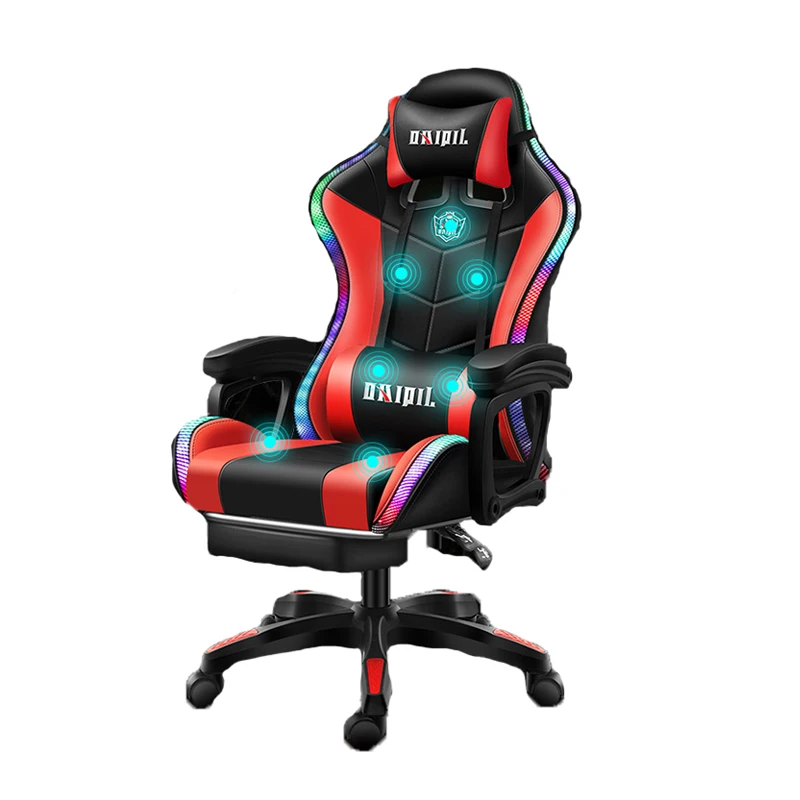 Cheap Price Office Furniture Massage RGB Light Swivel Ergonomic PU Leather Computer Racing Gaming Chair with Lights and Speakers