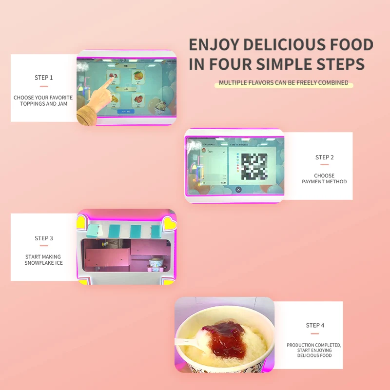 red rabbit intelligent sleep and power saving automatic soft ice cream vending machine bingsu snowflake manufacturer