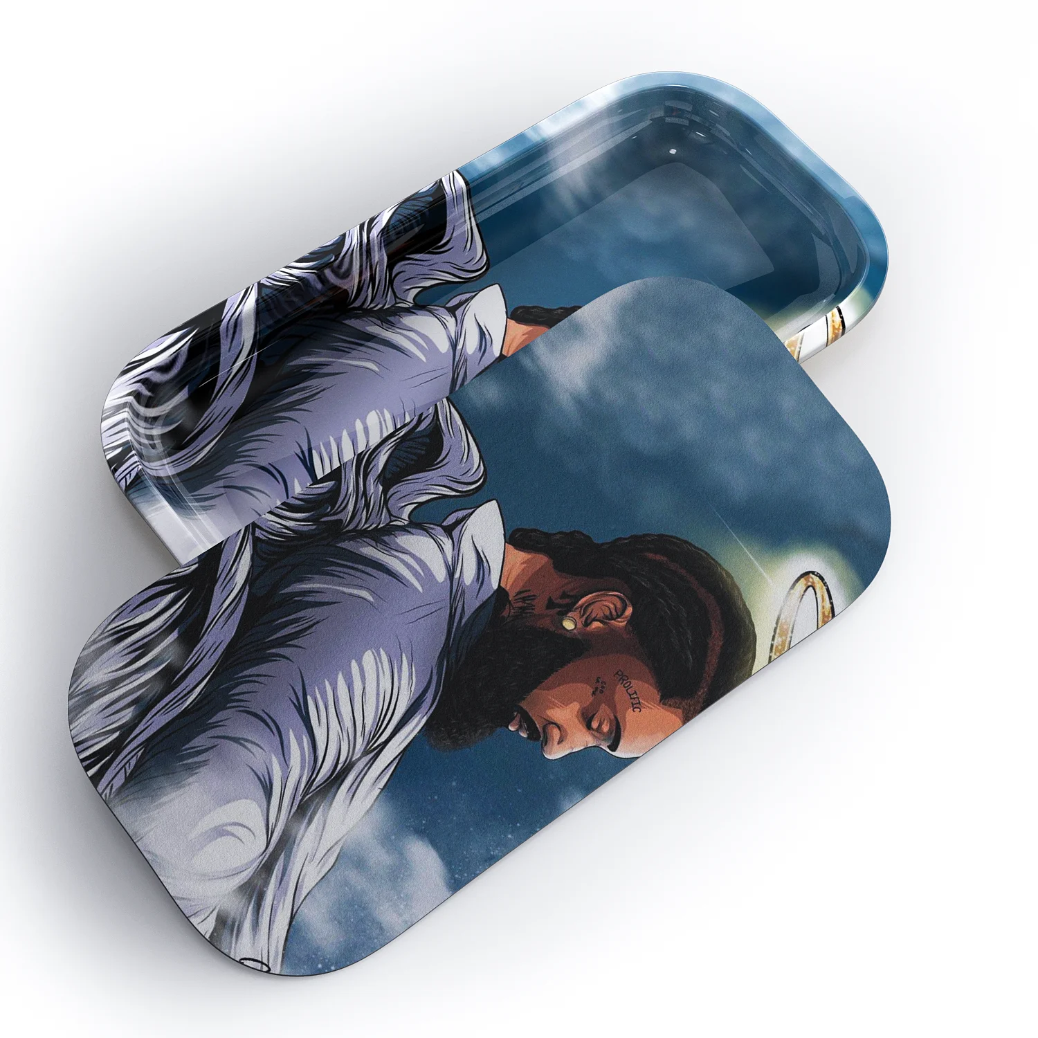 A Custom Tin Plain Rolling Tray Smoke Metal Weed Rolling Tray Set Wholesale with Cover