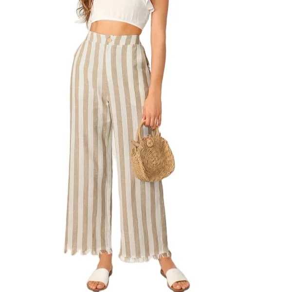 New style fashion casual brands Wide Leg Striped palazo women pants