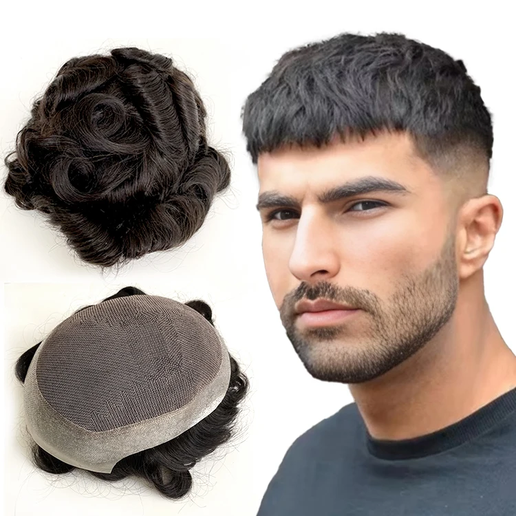 Wholesale Price Ready To Ship Men Hair Wig Australia Base Toupee Human Hair Replacement System Men Toupee Wig For Bald Man