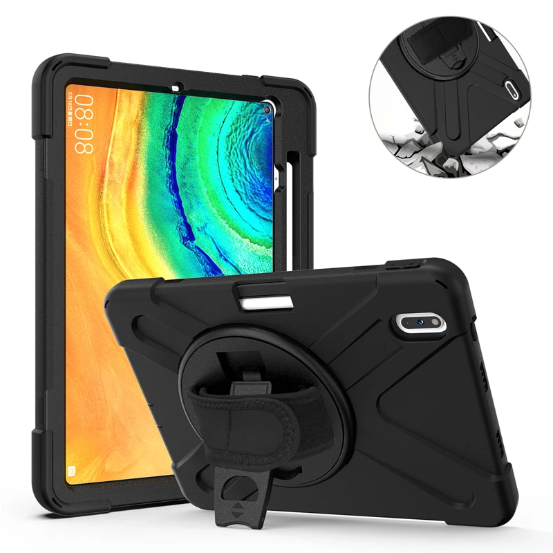 3 layers heavy duty protective case for Huawei MatePad Pro 10.8 10.4 M5 M6 10.8 Tablet cover case with kickstand and hand strap