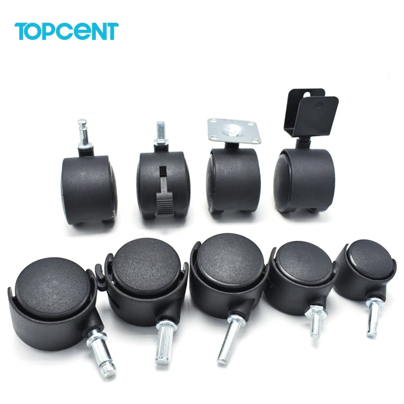 TOPCENT lock design furniture caster wheel nylon wheels castors plate roller casters wheels for furniture