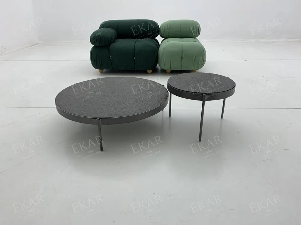 Modern Elegant Litchi Surface Indian Gray Granite Coffee Table Living Room Home School Wooden Stone Decorative Home Furniture