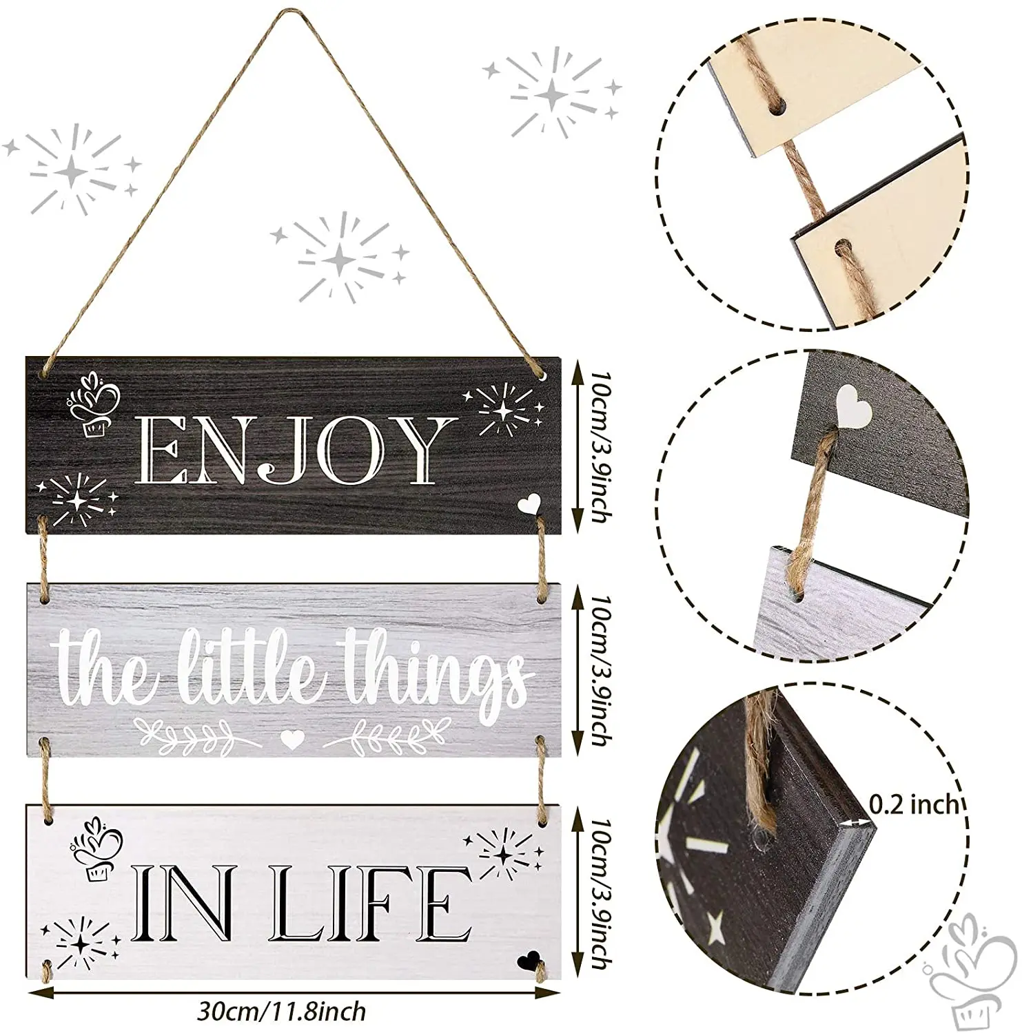 Hanging Wall Decor Board Decorative Wood Plank Hanging Sign Rustic Wooden Painted Art & Collectible Ball & Globe Europe Pine