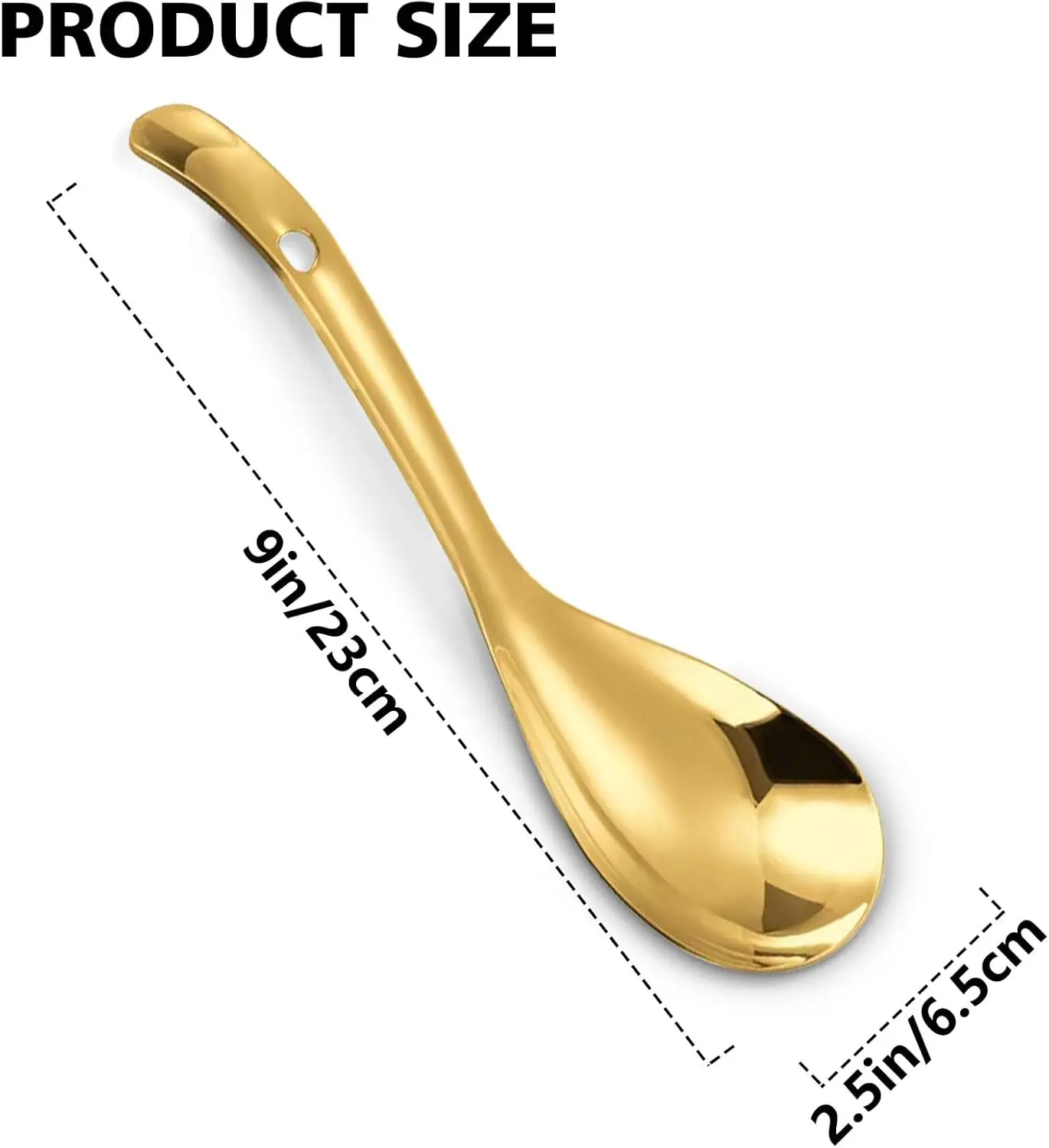 Hot Sale Kitchen Utensil Stainless Steel Big Round Soup Spoon Gold Silverware Parties Restaurant Metal Rice Scoop Serving Spoon