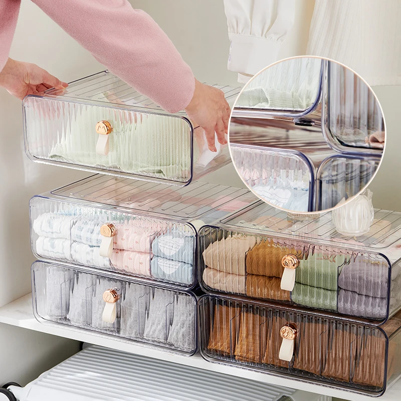 Household Bra Wardrobe Cabinet Closet Grid Divider Box Underwear Socks Storage Plastics Drawer Organizers Storage Box