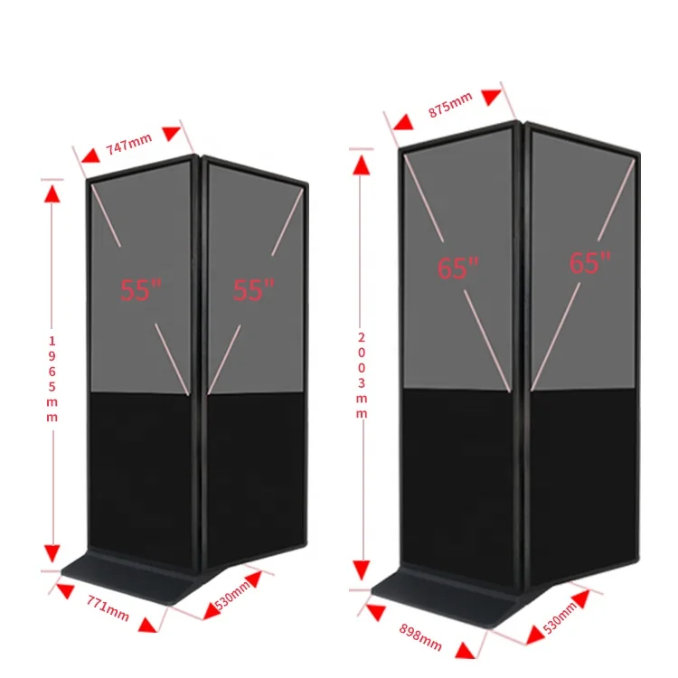 2023 new hot sale 65 inch indoor double sided lcd kiosk with touch and Android 9.0 2G RAM 8G ROM for Spain market