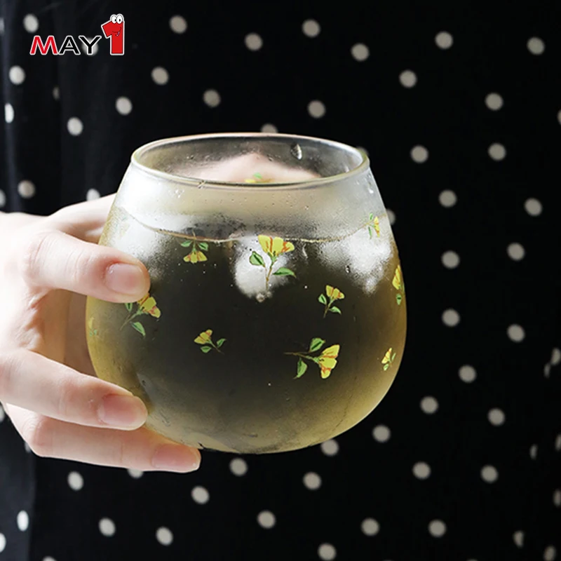 customization logo transparent borosilicate glass lemonade juice coffee cup