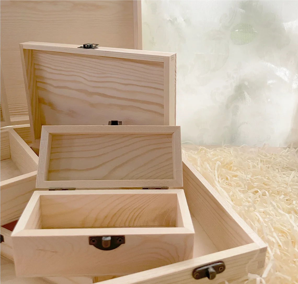 Wooden box custom environmentally friendly wooden handmade carved wooden boxes wine storage natural DIY Christmas Day gifts