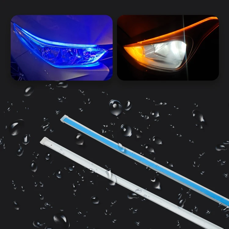 Waterproof flexible drl in auto lighting 60cm led daytime running light blue body led drl strip light