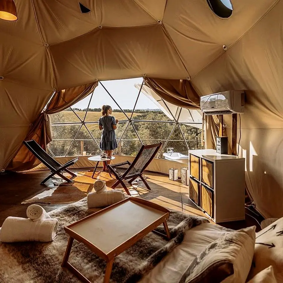 Luxury Hotel Resort Glamping Geodesic Dome Tent Kit Prefab House For Sale