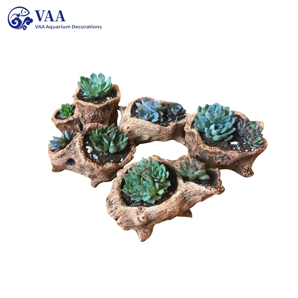 Hanging natural DIY planter grain driftwood flowerpot tray wooden succulent log wood planter for garden decoration