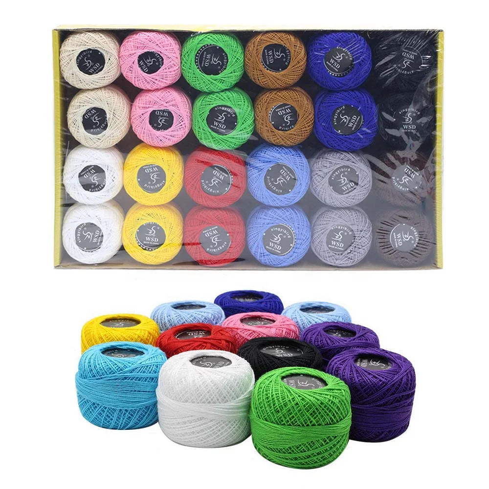 24 Rolls Solid Color Cotton Thread Ball Crochet Thread Sewing Thread For Cross Stitch Crafts