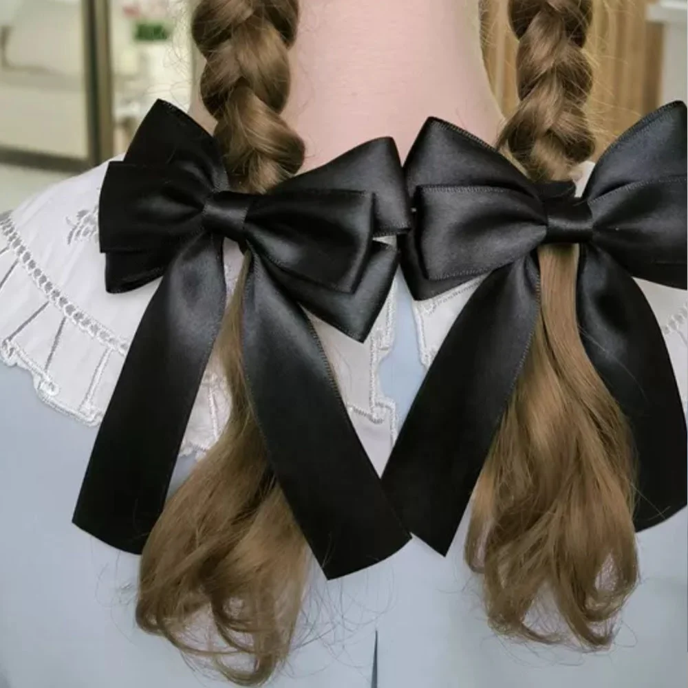 Wholesale Ribbon Bow Hairpin Girls Hair accessories Solid color headwear bow scrunchie