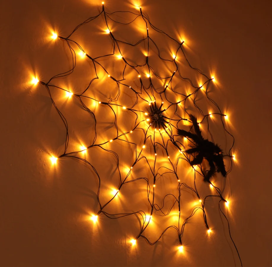 1m Outdoor Spider Web Garden Halloween Party Room Decoration Battery Operated Led Fairy String Lights With Usb Remote Control