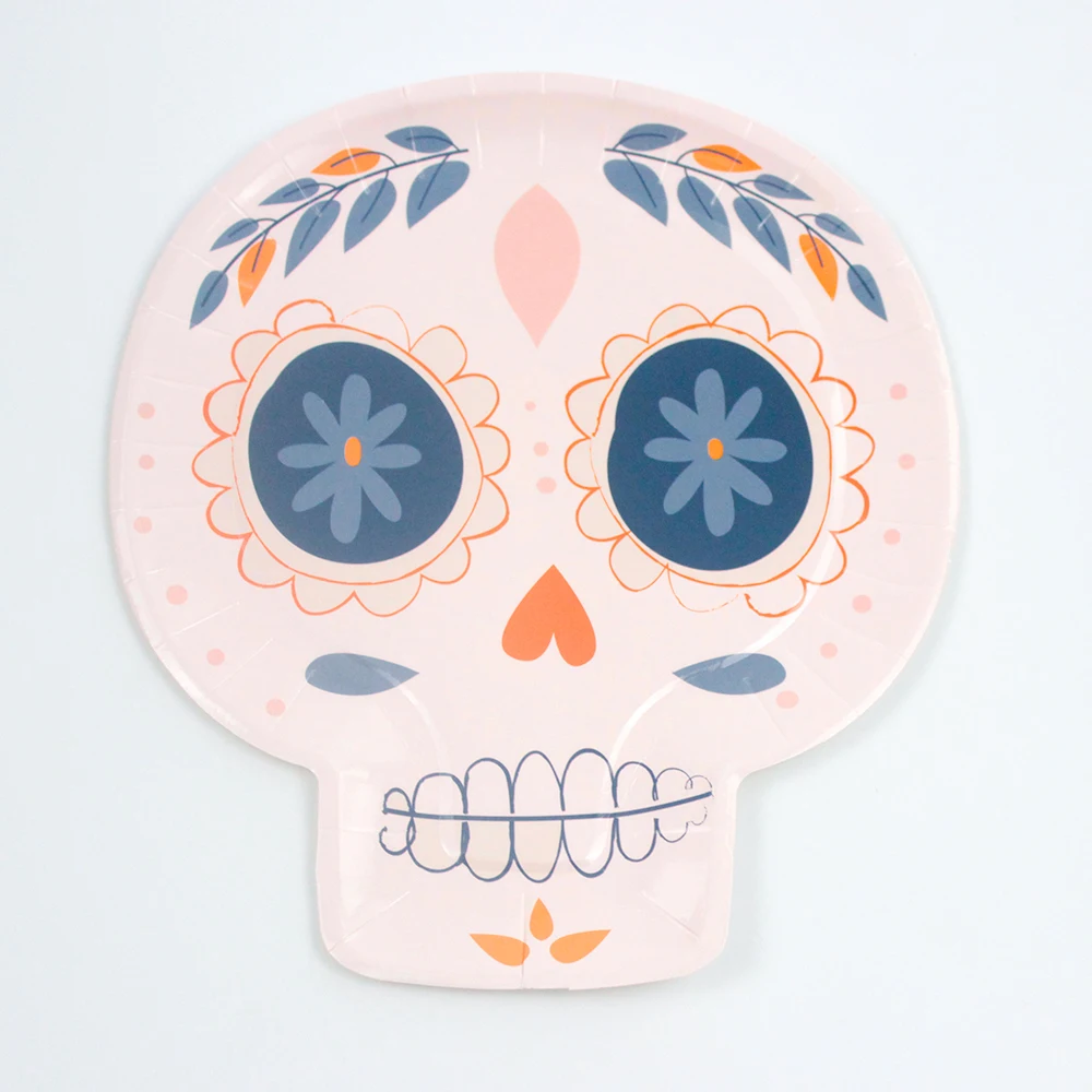 Halloween Theme  shape Disposable paper tableware 177mm length paper plate with logo printing