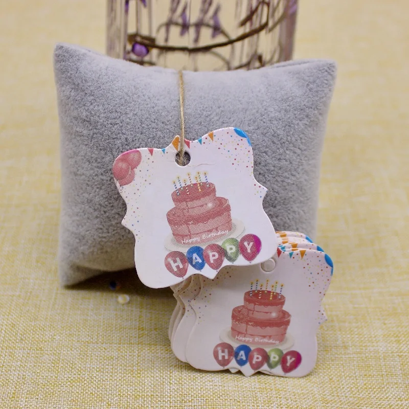 100 Pcs/Pack Happy Birthday Theme Unicorn Paper Gift Tag for Coming Gift Tags Baby Birthday Box Packaging Accessories