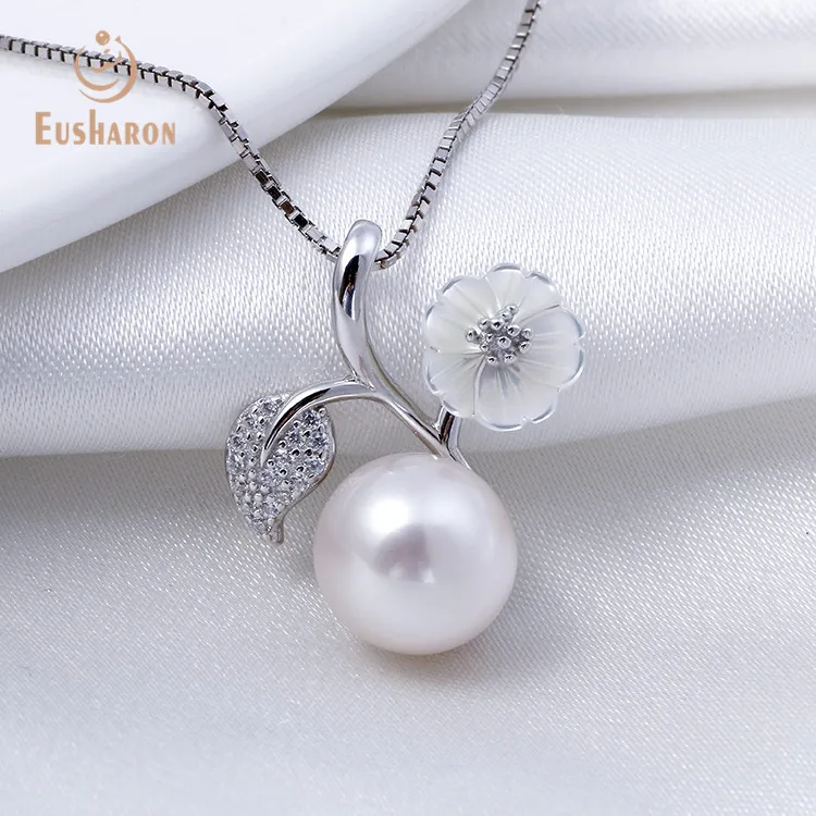 Hot Sale 925 Sterling Silver Shell Flower Pearl Mounting Charm Pendant Jewelry For Gift