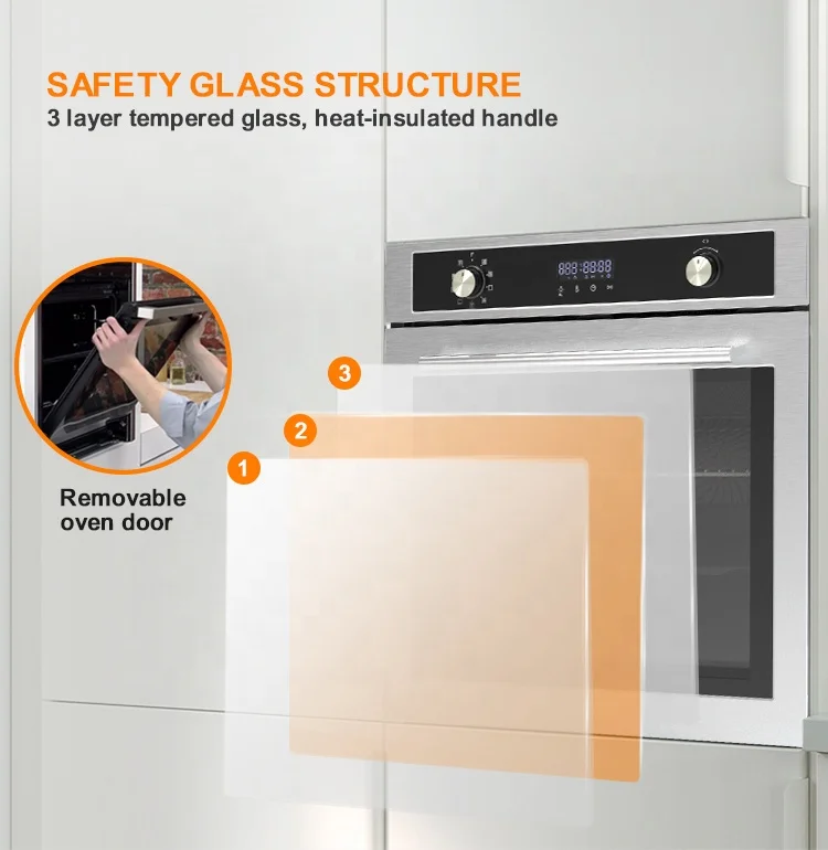 OEM ODM 60cm Wall Oven Major Kitchen Appliances Built in Electric Oven with LED Touch Control