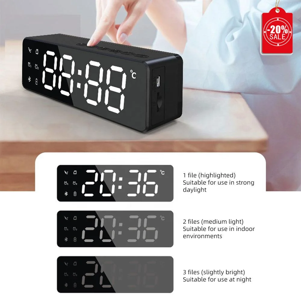 Free Sample Mental Portable Mini Bt Party DJ Usb Wireless Mini Speaker With LCD Display Alarm Clock