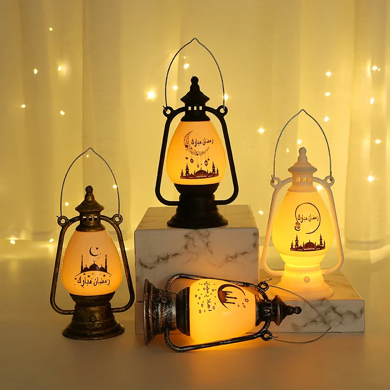 Wholesale Cheap Holiday Decoration Crafts Plastic Material Ramadan Lantern Light Eid Mubarak LED Lantern