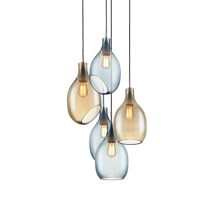 Modern Copper Color Retro Turkish Glass Drop Pendant Lamp
